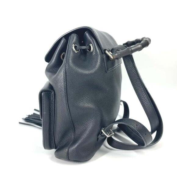GUCCI Black Leather Bamboo Backpack main image 7